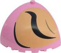 LEGO part Brick, Round Corner 5 x 5 x 3 1/3 Dome Top with Tan Patch, Black Eyebrow and Eye Closed Pattern Model Left Side 76776pb003L