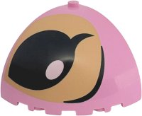 LEGO part Brick, Round Corner 5 x 5 x 3 1/3 Dome Top with Tan Patch, Black Eyebrow and Eye Open with White Glint Pattern Model Right Side 76776pb003R