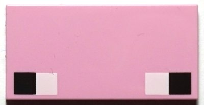 LEGO part Tile 2 x 4 with 2 White and Black Squares Pattern (Minecraft Pig Eyes) (87079pb0696)