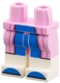 LEGO part Hips and Legs with Molded White Lower Legs / Boots and Printed Robe Ends with Dark Pink Hem, Blue Pants and Toes Pattern 970c00pb1825