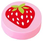 LEGO part Tile, Round 1 x 1 with Strawberry Pattern 98138pb015