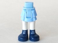 LEGO part Mini Doll Hips and Skirt Layered, White Legs and Dark Blue Shoes with White Laces Pattern - Thick Hinge 92250c00pb09