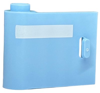 LEGO part Door 1 x 3 x 2 Left - Open Between Top and Bottom Hinge with Horizontal White Stripe Pattern (92262pb004)