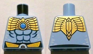 LEGO part Torso Chima Muscles Outline and Gold Belt and Shoulder Plate Pattern Front and Back (973pb1301)