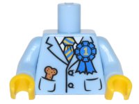 LEGO part Torso Suit Jacket with Blue and Gold Striped Tie, Blue 1st Place Ribbon, Dog Treat Bone in Pocket Pattern / Bright Light Blue Arms / Yellow Hands 973pb2398c01