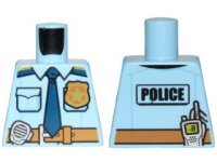LEGO part Torso Police Shirt with Gold Badge, Dark Blue Tie, Dark Tan Belt and 'POLICE' and Radio on Back Pattern 973pb2600