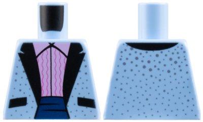 LEGO part Torso Tuxedo Jacket with Silver Dots, Bright Pink Ruffled Shirt Pattern (973pb2846)