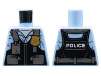 LEGO part Torso Police Black Pilot Safety Vest with Police Badge and Dark Bluish Gray Pockets Pattern 973pb3376