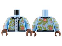 LEGO part Torso Jacket, Floral Print over White Button Down Shirt Pattern / Bright Light Blue Arms with Floral Pattern / Reddish Brown Hands 973pb4446c01