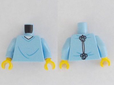 LEGO part Torso Hospital Gown with V-Neck and Wrinkles Pattern / Bright Light Blue Arms / Yellow Hands (973pb4537c01)
