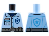 LEGO part Torso Police Shirt with Dark Blue and Medium Blue Star Badge Logo and Pocket and Dark Bluish Gray Belt Pattern 973pb5513