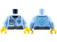 LEGO part Torso Police Shirt with Dark Blue and Medium Blue Star Badge Logo and Pocket and Dark Bluish Gray Belt Pattern / Bright Light Blue Arms / Yellow Hands 973pb5513c01