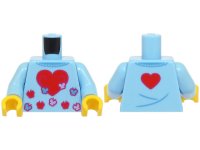 LEGO part Torso Sweater with Heart and Red, Lavender and Medium Blue Butterflies, Small Heart on Back Pattern (BAM) / Bright Light Blue Arms / Yellow Hands 973pb6014c01