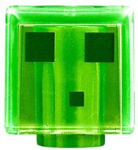 LEGO part Minifigure, Head, Modified Cube with Pixelated Dark Green Eyes and Mouth Pattern (Minecraft Slime) 19729pb021
