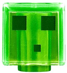 LEGO part Minifigure, Tête, Cube Modifié avec Motif Yeux Vert Foncé Pixelisés et Bouche (Minecraft Slime) (19729pb021)