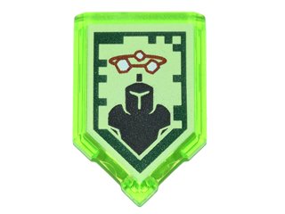 LEGO part Tuile, Modifiée 2 x 3 Pentagonale avec Motif Nexo Power Shield - Stone Stun (22385pb046)