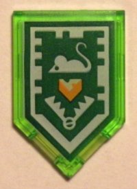 LEGO part Tile, Modified 2 x 3 Pentagonal with Nexo Power Shield Pattern - Mouse Trap 22385pb071