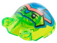 LEGO part Large Figure Armor, Shoulder with 2 Hollow Studs with Z-Blob Face with Black Eyes and Blue, Dark Azure, and Coral Helmet Pattern 5276pb01