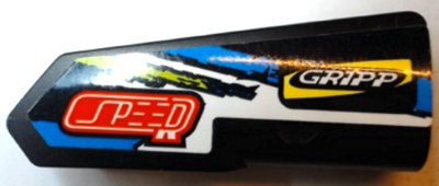 LEGO onderdeel Technic, Panel Fairing #21 Very Small Smooth, Side B with 'SPEED', 'FIRM GRIPP' and Blue, Lime and White Stripes Pattern (Sticker) - Set 42103 (11946pb089)