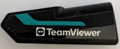 LEGO part Technic, Panel Fairing #22 Very Small Smooth, Side A with White 'TeamViewer' Logo and Dark Turquoise Stripe Pattern (Sticker) - Set 42165 (11947pb103)