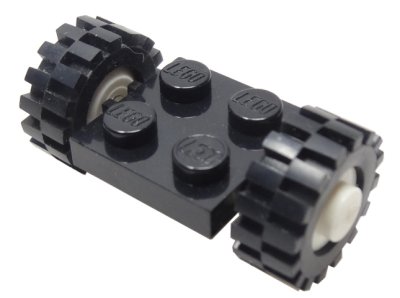 LEGO part Plaque, Modifiée 2 x 2 avec Roues Blanches avec Pneus Noirs 15mm D. x 6mm Décalage Bande de Roulement Petite (122c02 / 3641) (122c02assy2)