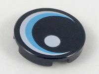 LEGO part Carreau, Rond 2 x 2 with Bottom Stud Holder with Large Eye with White Glint and Medium Azure Iris Pattern 14769pb242