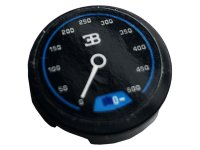 LEGO part Tile, Round 2 x 2 with Bottom Stud Holder with Gauge, Bugatti Logo and Speedometer Pattern (Sticker) - Set 42083 14769pb397
