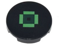 LEGO part Loseta, Redonda 2 x 2 con Soporte de Espiga en la Parte Inferior con Rectángulos Verdes Brillantes Pixelados y Patrón de Cuadrado Verde Oscuro (Disco de Música Minecraft / Disco) 14769pb549