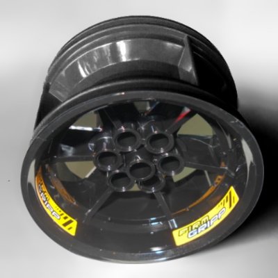 LEGO part Wheel 56mm D. x 34mm Technic Racing Medium, 6 Pin Holes with Yellow 'FIRM GRIPP' Pattern (3 Stickers) - Set 42039 (15038pb02)