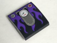 LEGO part Slope, Curved 2 x 2 x 2/3 with Cat Ears Speedometer and Dark Purple Flames Pattern 15068pb094