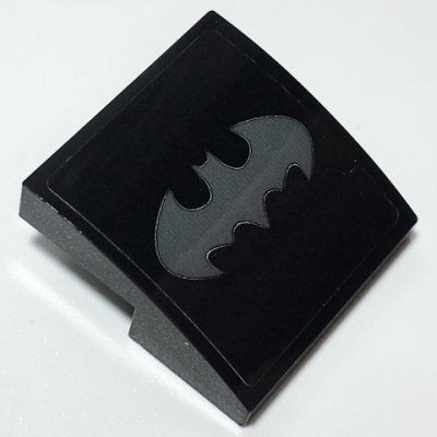 LEGO part Schräge, Gebogen 2 x 2 x 2/3 mit Dunkelblaugrau Batman Logo Muster (Aufkleber) - Set 70917 (15068pb345)