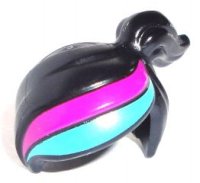 LEGO part Minifigure, Hair Female Ponytail Off-center with Magenta and Medium Azure Stripes Pattern 15427pb01