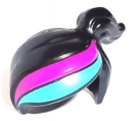 LEGO part Minifigure, Hair Female Ponytail Off-center with Magenta and Medium Azure Stripes Pattern (15427pb01)