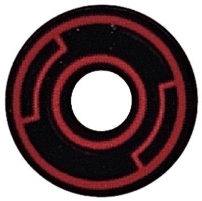LEGO part Tile, Round 2 x 2 with Hole with Red Concentric Circles with Insets Pattern (15535pb17)