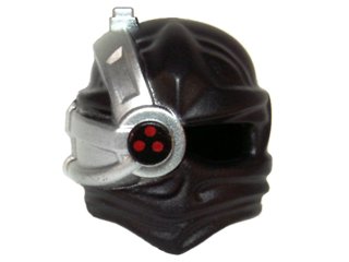 LEGO part Minifigure, Copricapo Ninjago Fascia con Pezzo Occhio Cyborg Argento con Un Punto Rosso in Alto senza Motivo Contorno Argento (15616pb01)