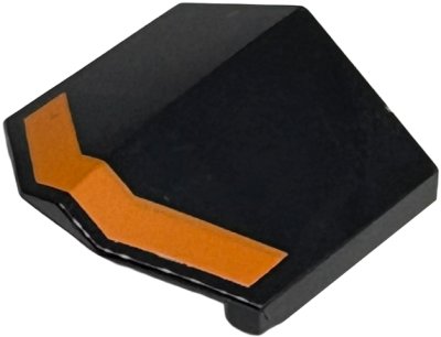 LEGO part Slope, Curved 33 2 x 2 Double / Inverted with Orange Stripe Pattern (1762pb003)