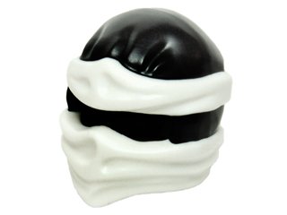 LEGO part Figurine, Couvre-chef Ninjago Type Wrap 2 avec Wraps Blancs Moulés et Motif Nœud (19857pb03)