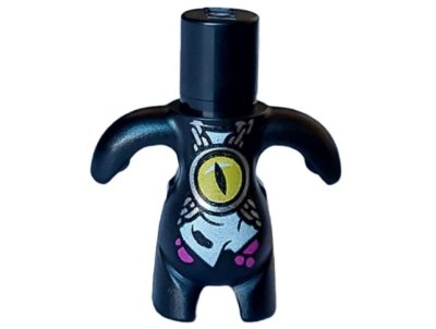 LEGO part Body, Dreamzzz Creature / Dreamling with Yellow Evil Eye with Slit Pupil in Silver Pendant on Chains, Magenta Spots, and Torn White Skirt Pattern (1993pb01)