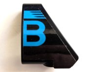 LEGO part Technic, Panel Curved # 9 3 x 3 Tapered Left with Dark Azure Stripe and Bugatti Logo Right Half / Capital Letter B Pattern (Sticker) - Set 42162 2395pb03