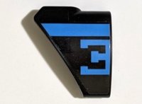 LEGO part Technic, Panel Curved # 9 3 x 3 Tapered Left with Dark Azure Stripe and Bugatti Logo Left Half / Capital Letter E Pattern (Sticker) - Set 42162 2395pb04