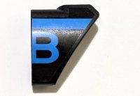 LEGO part Technic, Panel Curved #10 3 x 3 Tapered Right with Dark Azure Stripe and Bugatti Logo Right Half / Capital Letter B Pattern (Sticker) - Set 42162 2403pb04