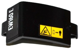 LEGO onderdeel Technic, Gebogen Paneel 3 x 5 x 3 met Geel Waarschuwingsborden, Wit 'EW160 E' Patroon Model Linkerkant (Stickers) - Set 42053 (24116pb003L)
