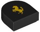 LEGO part Tile, Round 1 x 1 Half Circle Extended with Ferrari Logo, Yellow Horse Pattern 24246pb045