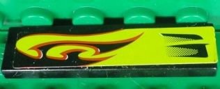 LEGO part Tile 1 x 4 with Lime Swirls and Air Intake Pattern Model Left Side (Adesivo) - Set 8681 (2431pb0232L)