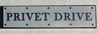 LEGO part Tile 1 x 4 with Road Sign with 'PRIVET DRIVE' and Rivets on White Background Pattern 2431pb0736