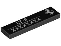 LEGO part Carreau 1 x 4 avec Motif Logo Ferrari Cheval Blanc, 'LT-F' et Numéro de Série à 8 Chiffres (2431pb0800)