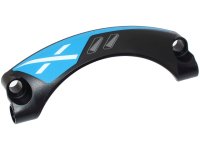 LEGO part Technic, Panel Car Mudguard Arched #42 9 x 2 x 3 Rounded Top with Dark Silver Air Vents and White X on Dark Azure Background Pattern Model Left Side 2459pb002L