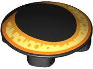 LEGO part Plate, Round 2 x 2 with Rounded Bottom (Boat Stud) with Cat Eye with Large Pupil and Bright Light Yellow, Bright Light Orange and Orange Iris Pattern 2654pb026