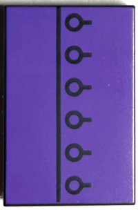 LEGO part Tile 2 x 3 with Black Line and Circles on Dark Purple Background Pattern (BrickHeadz Severus Snape Torso) 26603pb246
