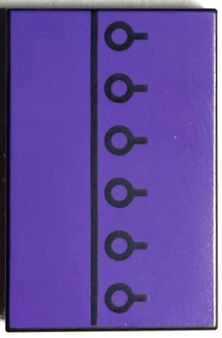 LEGO part Tile 2 x 3 with Black Line and Circles on Dark Purple Background Pattern (BrickHeadz Severus Snape Torso) (26603pb246)